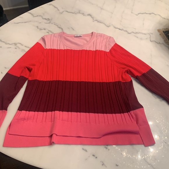 Tome Pink Colorblock Sweater Merino Wool Cotton US 22 3x - Picture 6 of 12
